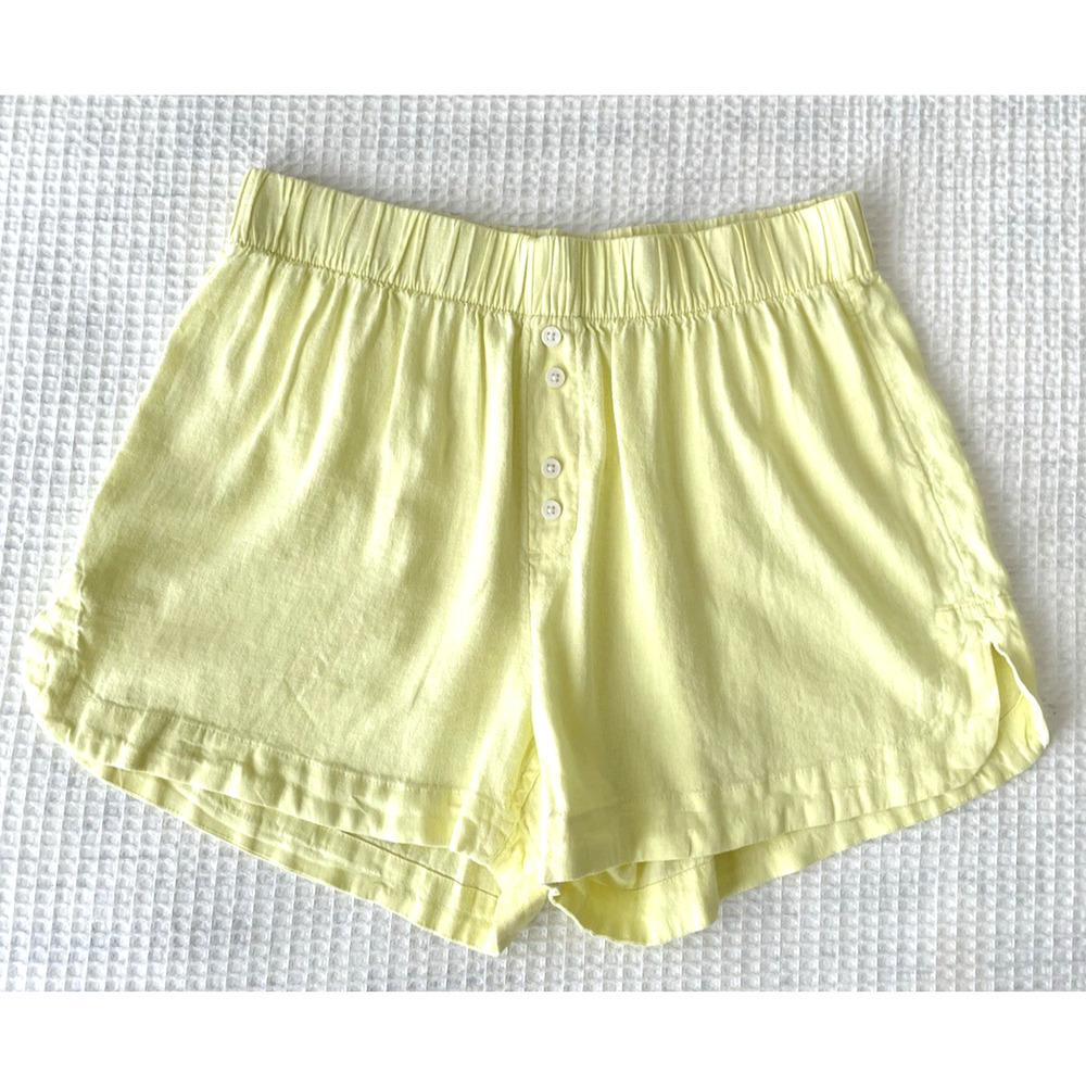 Stars Above Size Medium Linen Blend Yellow Sleep Shorts Pajama Bottoms Lounge